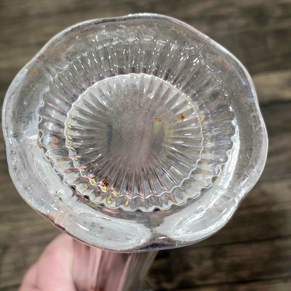 Clear Swung Bud Vase‎ Depression Glass Ribbed Stretched  15" Vintage - Picture 5 of 5